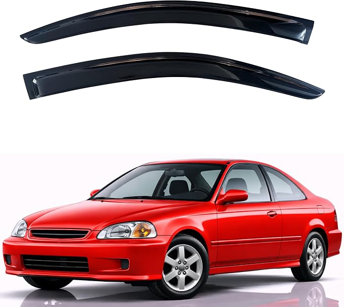 KPY Rain Guards Fit for 1996-2000 Honda Civic Coupe, Out-Channel Window Visors Vent Wind Deflectors 2PC, Car Accessories for 96-00 Civic (Coupe Only)