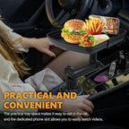 Car Cup Holder Tray Table, 360° Adjustable Car Food Tray with Phone Slot & Swivel Arm, 3 in 1 Detachable Vehicle Cup Holder Expander for Eating, Universal Road Trip Essentials