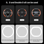 2Pc Carbon Fiber Steering Wheel Cover Universal Fit 99% Cars | Non-slip soft grip, easy to wipe clean, quick to install, perfect for daily commutes and road trips, Orange