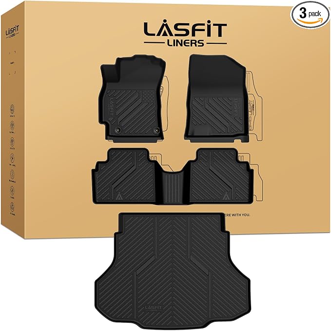 Floor Mats & Cargo Mat for Hyundai Elantra Manual 2021-2026(Only Fit Gas) / Elantra N Manual 2022-2026,All Weather TPE Custom Fit Floor Liners Car Mats & Trunk Mats Accessories, Black