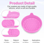 Car Cup Holder Coaster, Silicone Cup Holder Insert, Universal Non-Slip Cup Holders, Car Accessories Interior for Women and Man 4 Pack Pink