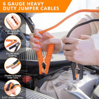 Car Emergency Kit with Portable Air Compressor - Roadside Assistance Emergency Kit with Jumper Cables, First Aid Kit, Auto Tool Set, Winter Safety Kit for Women, Men, Teen (Orange)