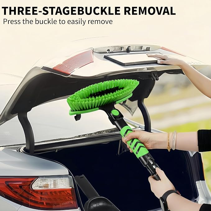 Snow Shovel & Ice Scrapers for Car Windshield, Snow Brush and Ice Scraper with Squeegee, Snow Removal Tool, Winter Car Accessories,Extendable Aluminum Handle, 180°Pivoting Brush Head, Green