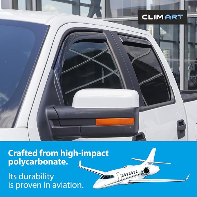 in-Channel Incredibly Durable Rain Guards for Ford F150 2009-2014 SuperCrew, Original Window Deflectors, Vent Window Visors, Vent Deflector, 4 pcs. - 609029
