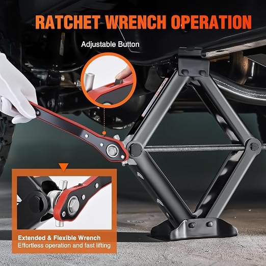 Scissor Jack Kit for Car 1.5 Ton(3307 lbs), Heavy Duty Portable Steel Scissor Lift Jack Car Tire Changing Kit with Ratchet & Lug Wrench for Sedan SUV MPV, 3.9''-13.6'' Lifting Range, Black