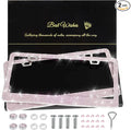 2 Pack Bling License Plate Frames for Women, Sparkly Rhinestone Diamond Car Accessories with Glitter Crystal Caps (Pink)