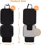 Car Seat Protector, Large Auto Protector for Child Seats with Thickest Padding and Non-Slip Backing Mesh Pockets for SUV, Sedan, Truck, Leather and Fabric - Black