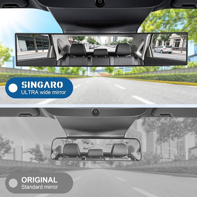Interior Rearview Mirrors, 16 Inch Universal Panoramic Car Rear View Mirror Accessories, Wide Angle Reduce Blind Spot Effectively for Car, Jeep, Truck, Motorcycle, Tractor, ARB, ATV, SUV, RV