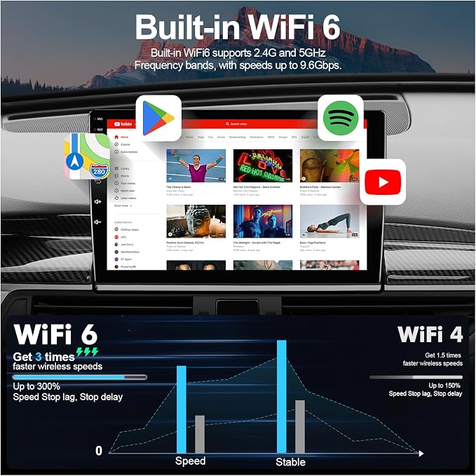 4+64G 9-inch Android 14 Car Stereo for Hyundai Santa Fe 2006-2012 IPS Touchscreen Screen Car Radio with Carplay & Android Auto Support Backup Camera GPS FM Navi BT SWC