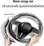 3Pcs Carbon Fiber Steering Wheel Cover Universal Fit 99% Cars | Non-slip soft grip, easy to wipe clean, quick to install, perfect for daily commutes and road trips, Gray