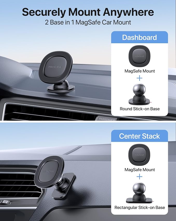 for MagSafe Car Mount【Strong Magnets】 Magnetic Phone Holder for Dashboard，360 Adjustable Car Phone Holder, Compatible with Garmin GPS iPhone Android and All Smartphones, Black
