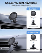 for MagSafe Car Mount【Strong Magnets】 Magnetic Phone Holder for Dashboard，360 Adjustable Car Phone Holder, Compatible with Garmin GPS iPhone Android and All Smartphones, Black