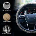 Bling Rhinestone Steering Wheel Cover with Crystal Diamond for Women, Sparkling Car Wheel Protector Universal Fit 14-15 inches - White