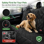 Dog Car Seat Cover for Back Seat, Waterproof 600D Oxford Pet Seat Protector for Cars SUVs Trucks, Heavy Duty Non-Slip Rear Bench Cover, Machine Washable Scratchproof - Black