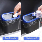 Car Trash Can with Lid, Vehicle Trash Bin Car Dustbin Garbage Organizer Holder with Trash Bag, Portable Hanging Mini Wastebasket Bin Trash Container for Auto Cars, Home, Office (Blue)