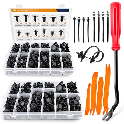 480PCS Bumper Retainer Clips with Fastener Remover Car Plastic Rivets Push Kit -Door Trim Panel for Toyota GM Ford Honda Acura Chrysler