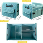 Car Trunk Organizers and Storage for SUV, Collapsible Multi Compartment Container Box Adjustable Car Accessories for Women Men, Lake Blue