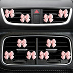 6 pcs Pink Bow Car Air Vent Clips Coquette Cute Girly Car Decor Accessories Interior Aesthetic Decorations Charm Stuff for Women Girl
