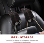 2 PCS Car Seat Headrest Hook, Suede Heart Shape Auto Double Seat Back Purse Storage Hook, Cute Backseat Organizer Universal Bag Holder Most Vehicles, Car Accessories (Black)