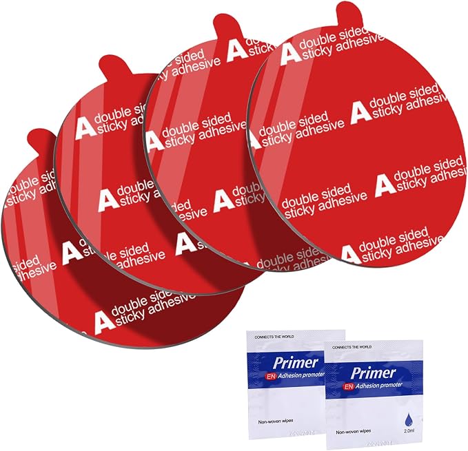Sticky Adhesive for Car Phone Mount, 4Pcs 3.15" Double-Sided Pads | Round,heat Resistant high-bond sticker tape replacement. For dashboard suction cup, dash cam, GPS, windshield. 80mm.