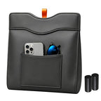 Leather Car Trash Can, Leak-Proof Odor-Lock Car Garbage Can with 60 Liners, Magnetic Closure & Liner-Hold, Storage Pocket, Metal Hooks, Hanging Car Trash Bin for SUV Sedan Truck, Black