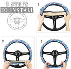 Cute Sleeping Pig Clouds Steering Wheel Covers Anti-Slip Elasticity Car Accessories Steering Wheel Protector Universal 15 Inch for Cars SUV Vehicle Truck
