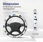 Blue Bow Mouse Silhouette Steering Wheel Cover, Non-Slip Polyester Wheel Grip, Universal 15 Inch Car Accessory