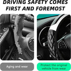 Car Steering Wheel Cover, 14.5-15inch Leather Anti-Slip Car Wheel Cover Protector, Safety Comfortable Desgin, Universal Auto Steering Wheels Accessories for Cars Truck SUV (White)