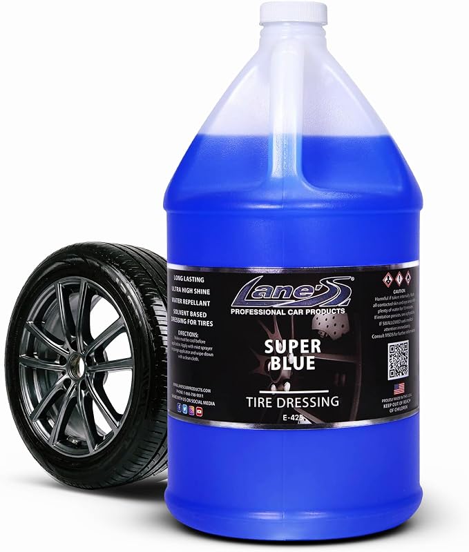 LANE'S Super Blue Tire Dressing | High-Gloss | 1 Gallon (Pack of 1) | No Sling, No Run, Long Lasting | Protects from Cracks & UV Rays | Non-Greasy Tire Dressing & Cleaner for Cars, SUVs, More