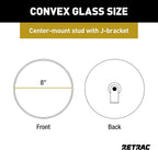 610673 8-Inch Stainless Steel Center-Mount Convex Mirror Head with J-Bracket, Universal Driver or Passenger Side