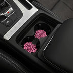 Leopard Print Pink Steering Wheel Cover 15 Inch +2 Pieces Car Coasters | Universal Anti-Slip Breathable Cheetah Print hot Pink Car Wheel Cover for Women Men
