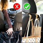 Car Seat Headrest Hook, 4 Pack Auto Seat Hanger Storage Organizer for Purse Handbag Coats Grocery Bags, Car Interior Accessories, Universal Vehicle Backseat Plastic Hanging Hook (Beige)
