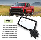 Left Driver Side Mirror Compatible with 2019 2020 2021 2022 2023 2024 2025 Chevy Silverado 1500 Black Replace #GM1320582(0Pins)