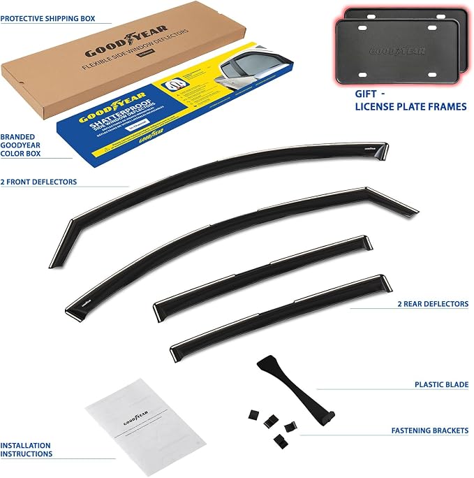 Goodyear Shatterproof in-Channel Window Deflectors for Buick Envista 2024-2026, Rain Guards, Window Visors for Cars, Vent Deflector, Car Accessories, 4 pcs - GY008107
