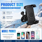 1 Pack Boat Phone Holder, Marine Cell Phone Holder No Sunshade, Black 360 Degree Adjustable Knob Crab Clamp, Smartphone Accessory for Boat Rail, Car, Cycling, Pontoon and Outdoor Use