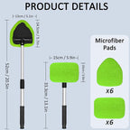 20 Pieces Windshield Cleaner Tool, Inside Car Windshield Cleaning Tool with 12 Microfiber Pads, 4 Spray Bottle, and Extendable Handles Car Window Cleaning Tool Kit, Green