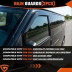 in-Channel Rain Guards Fit for 1996-2026 Chevy Express Van 1500 & GMC Savana 2500 3500, Durable Side Windows Wind Sun Deflectors, Window Rain Guard Black 2 PCS