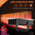 200W Car Heater,12V Portable Car Heater that Plugs Into Cigarette Lighter Electric Car Heater Defroster, 2 in 1 Heating & Cooling Fast Heating Defrost Defogger with Plug in Cigarette Lighter (Black)