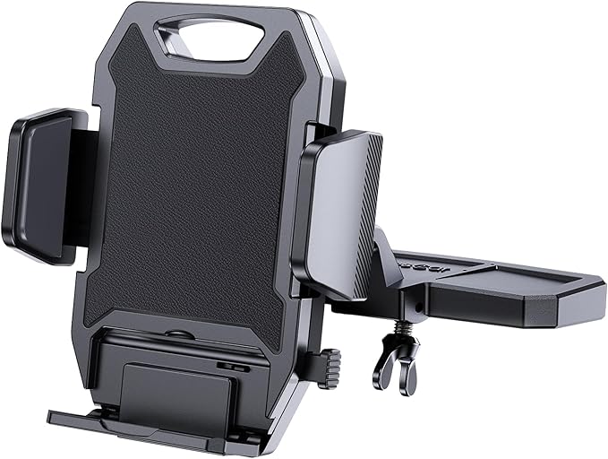 Sturdy CD Slot Phone Mount with One Hand Operation Design, Hands-Free Car Phone Holder Universally Compatible with All iPhone & Android Cell Phones, for Smartphone Mobile (Faux Leather)