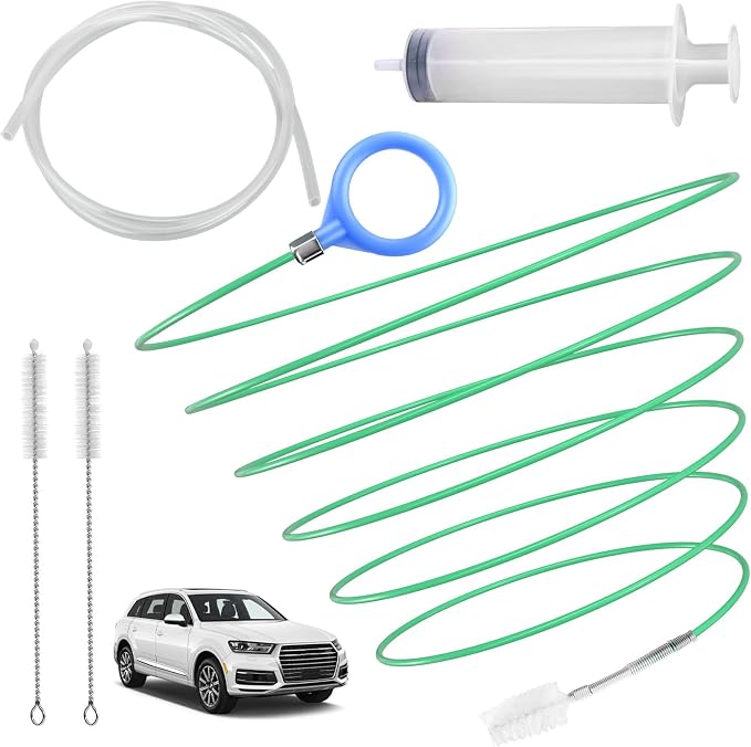 Auto Sunroof Drain Cleaning Tool, 120 Inch Flexible Tube Cleaning Brush with Pipe Cleaning Brush, Injector Hose, and Injector Soft Drain Brush, Car Sunroof Cleaner for Drains, Sewers, Windshields