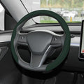 Frani Nappa Leather Steering Wheel Cover,Universal Fit 15 Inch-Premium Non-Slip Breathable Comfort Grip for Cars Trucks SUVs,Anti-Slip Durable Interior Upgrade Dark Green