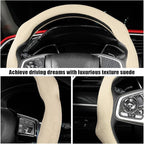 Mandark Car Steering Wheel Cover, Suede Sport Vehicle Steer Wheel Protector Fitting 15 Inch, Non-Slip Comfortable Automotive Interior Decoration Accessories, Universal for Most Cars (Light Yellow)