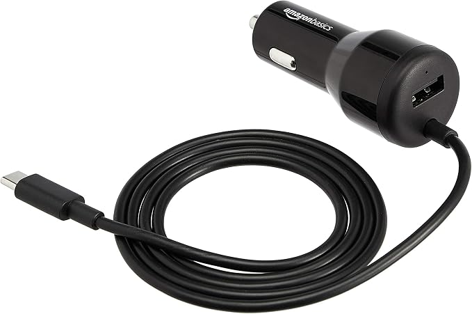 30W Fast Car Charger, 1 USB-C (18W) Cable with PD, 1 USB-A (12W) Port, Apple MFi Certified, for Phones (iPhone 16/15/14/13/12/11/X, Samsung, and more), Black