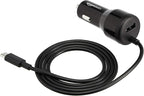 30W Fast Car Charger, 1 USB-C (18W) Cable with PD, 1 USB-A (12W) Port, Apple MFi Certified, for Phones (iPhone 16/15/14/13/12/11/X, Samsung, and more), Black