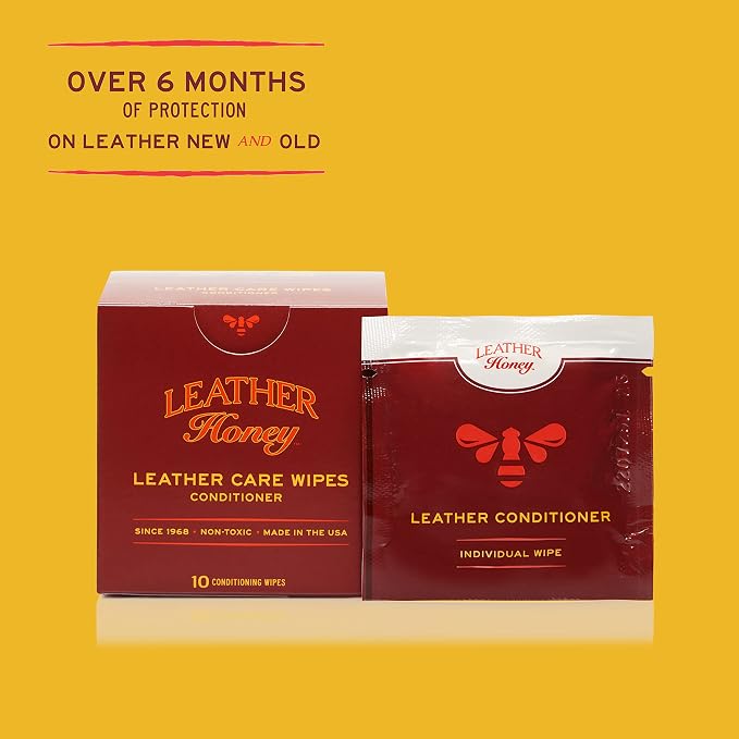 Conditioner Wipes: Restore Leather On-The-Go. Protect & Condition Any Color of Leather Couches, Car Seats, Purses, Shoes, Bags & Tack. Made in the USA! 10 Non-Toxic, Ready-to-Use Wipes