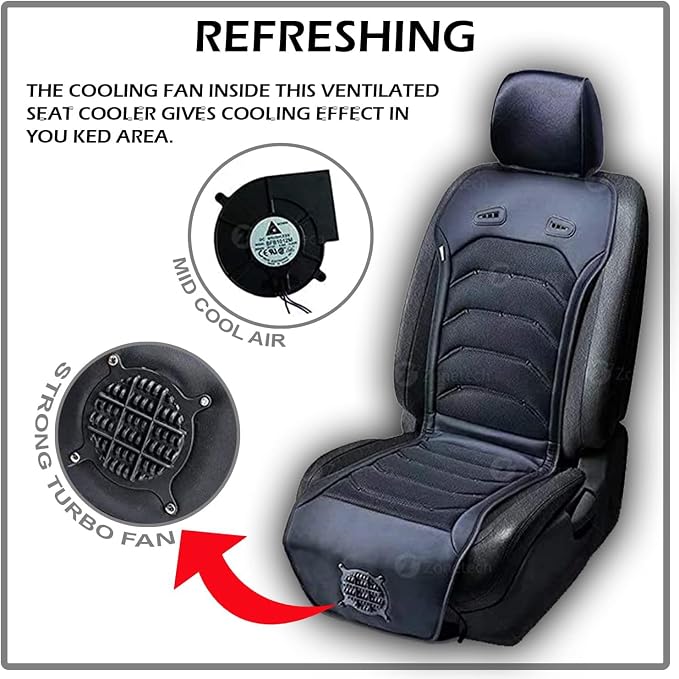 2 Pack Cooling Car Seat Cushion - Black 12V Automotive Comfortable Massager Cooler Pad-Air Conditioned Air Circulation for Hot Weather