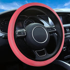 Red Mesh Steering Wheel Cover, Universal 15 inch, Elastic Stretch Microfiber Breathable Ice Silk Cover, Anti-Slip, Odorless, Sweat Absorption, Warm in Winter and Cool in Summer