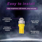 10 PCS Car Interior LED Light Bulb, T10 5050 5SMD LED Car Bulb Kit, Super Bright Automotive Led Replacement Bulbs for Dashboard Dome Map Door Courtesy License Plate Lights (Yellow)