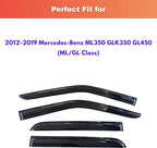 KPY Rain Guards Fit for 2012-2019 Mercedes-Benz ML350 GLK350 GL450, Out-Channel Window Visors Vent Wind Deflectors 4PC, Car Accessories for 2012-2019 Mercedes Benz ML/GL Class