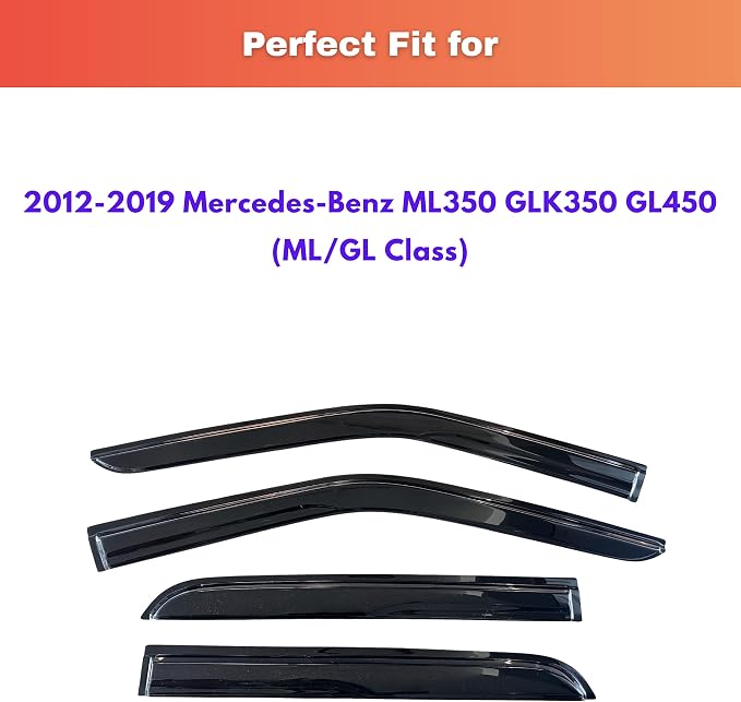 KPY Rain Guards Fit for 2012-2019 Mercedes-Benz ML350 GLK350 GL450, Out-Channel Window Visors Vent Wind Deflectors 4PC, Car Accessories for 2012-2019 Mercedes Benz ML/GL Class